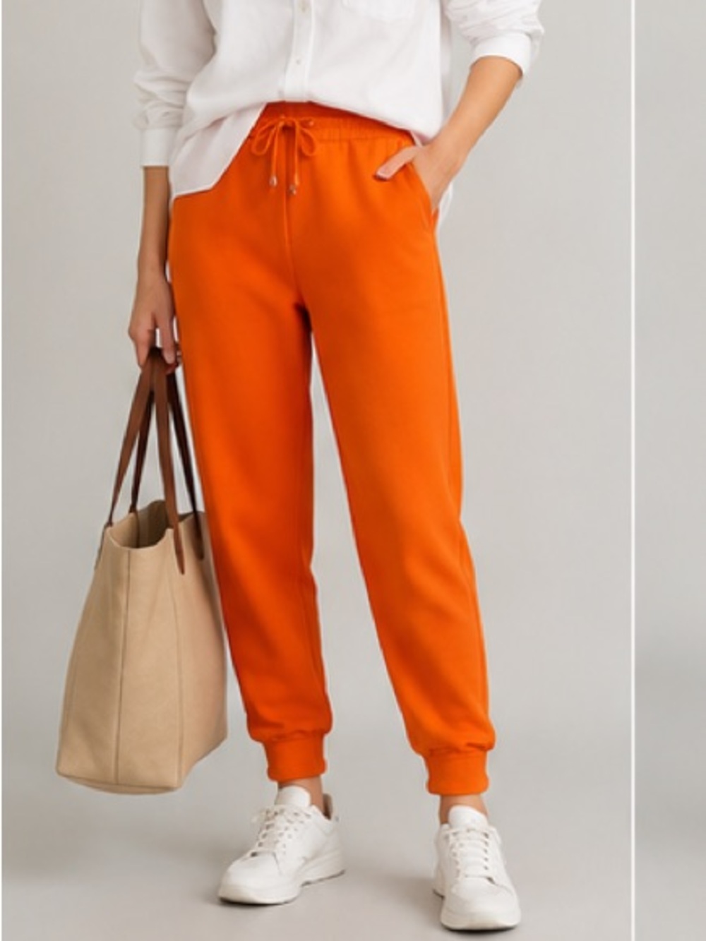 NWOT Sandro Wool Cashmere Orange Jogger Knit Pants FR40 US8 Luxury European Chic